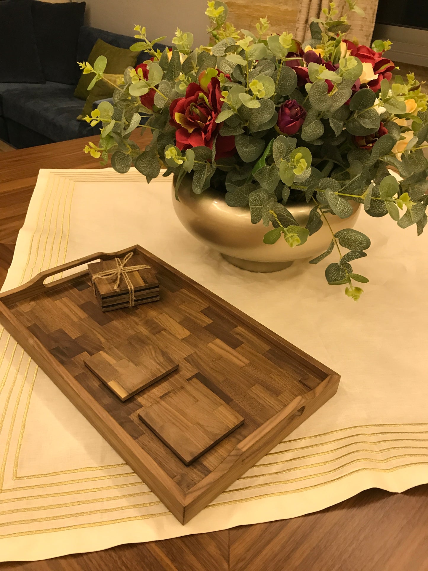 Brick wooden tray