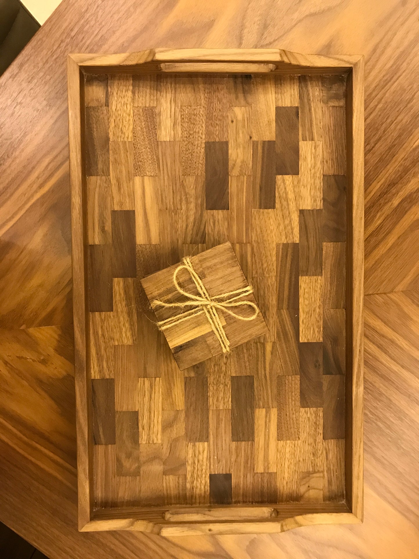 Brick wooden tray